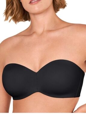 Delimira Strapless Unlined Underwire Minimizer Plus Size Support Bra, 36DD,Black